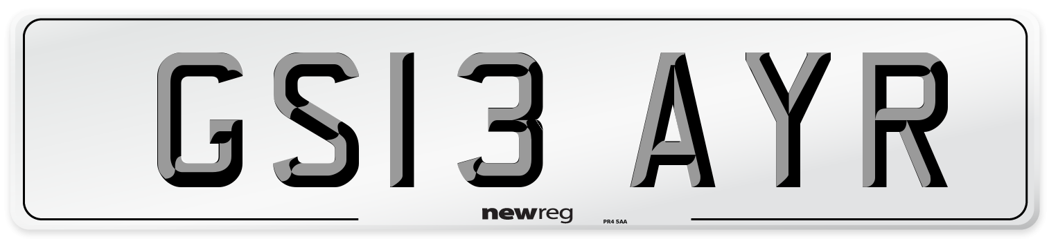 GS13 AYR Number Plate from New Reg